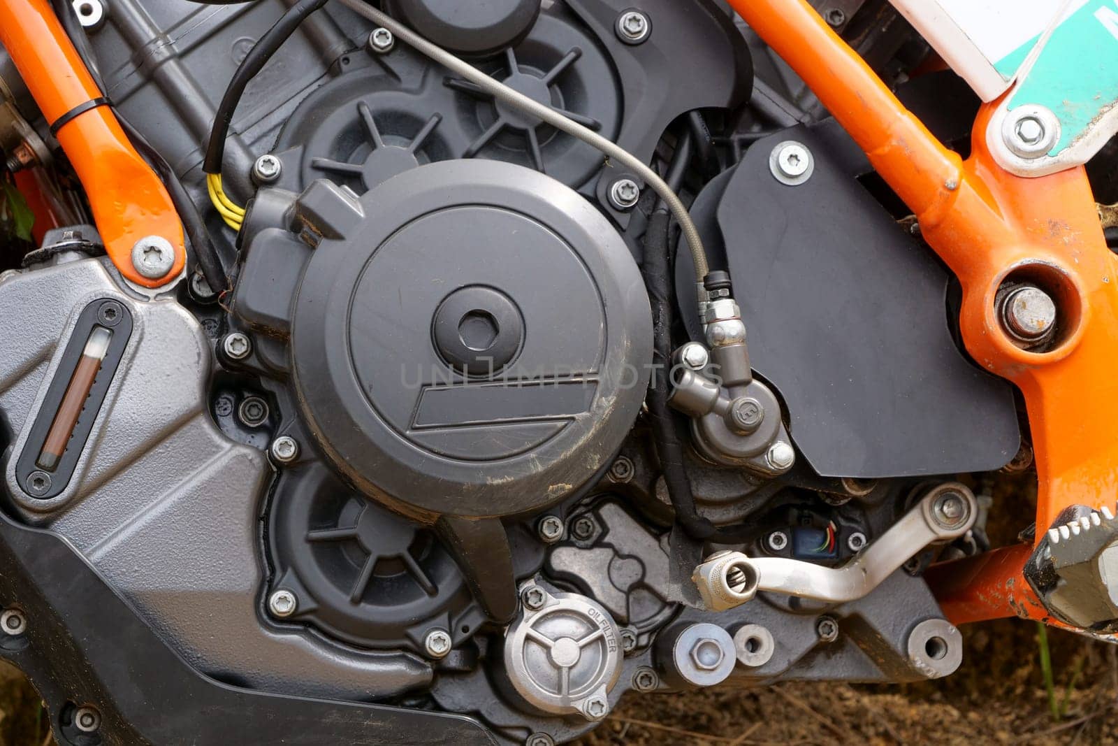 a close up of motorcycle engine