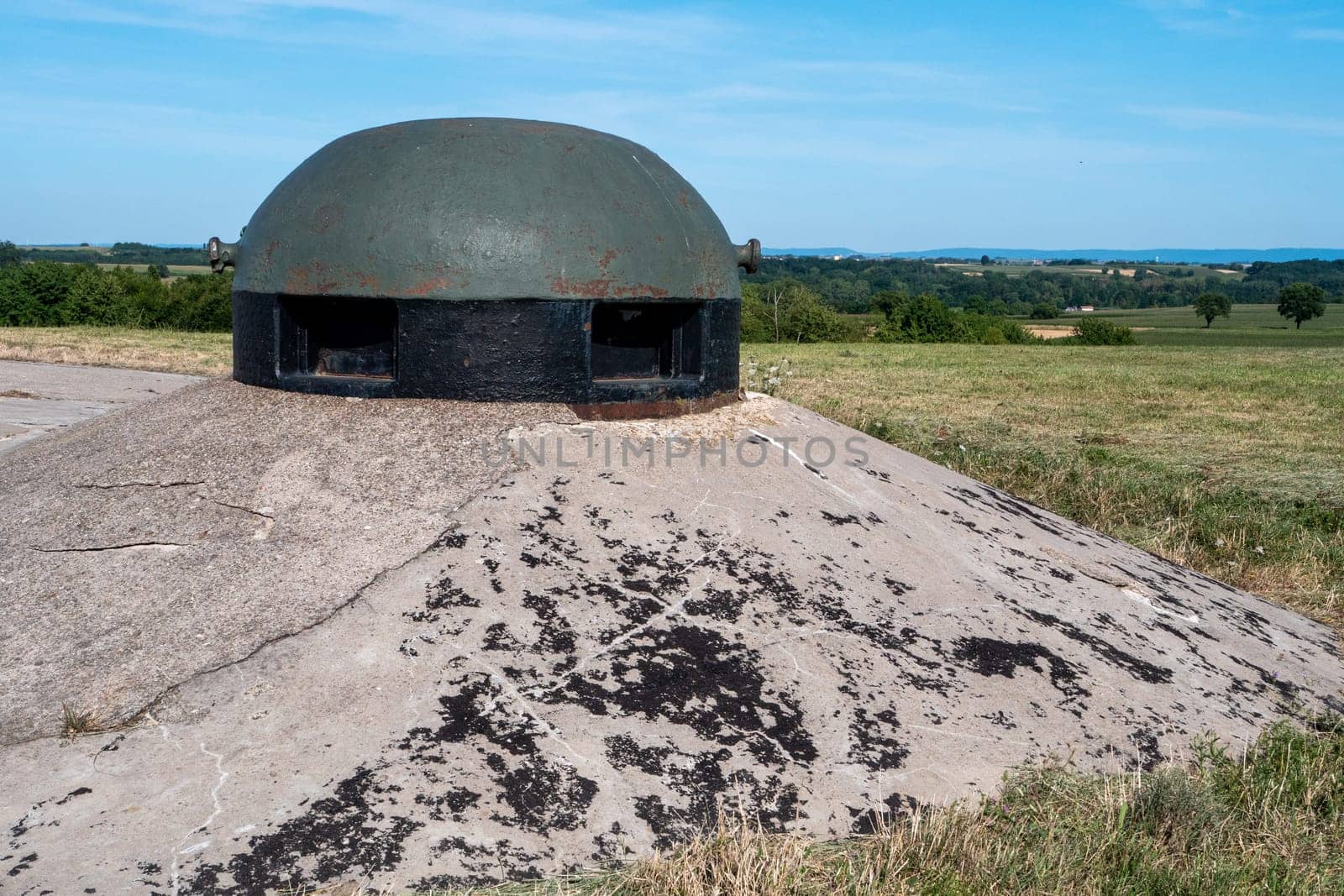 Gun turrets of a bunker on the Maginot Line in Alsace, France