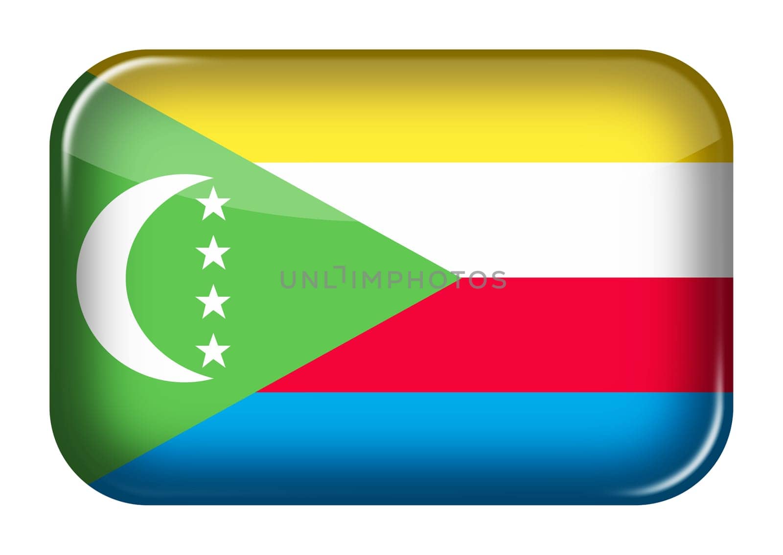 A Comoros web icon rectangle button with clipping path 3d illustration