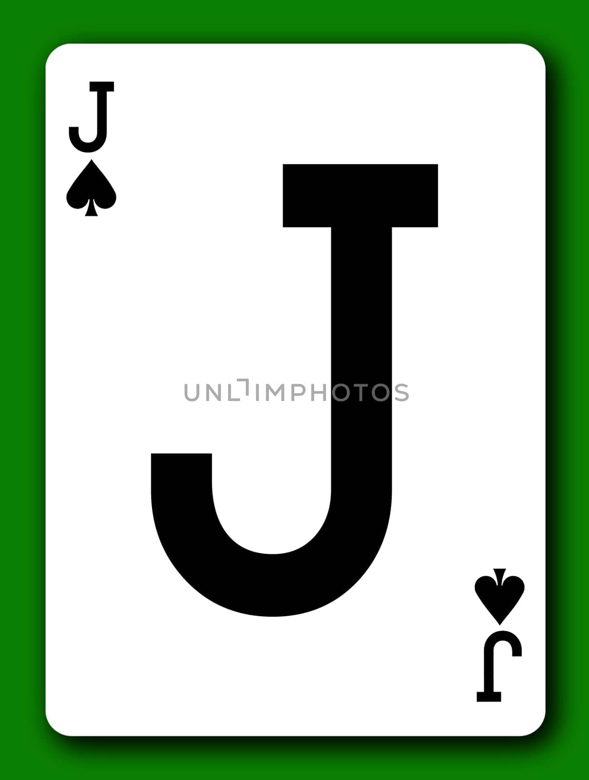 A Jack of Spades playing card with clipping path to remove background and shadow 3d illustration