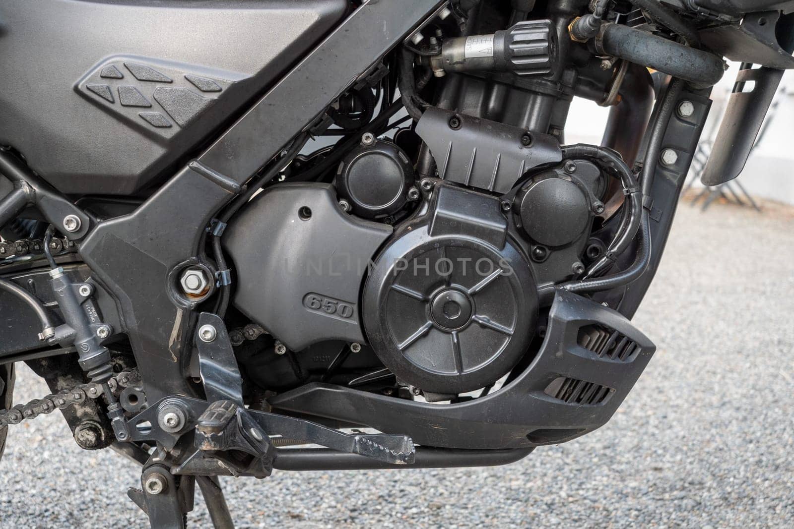 a Motorcycle engine close-up detail