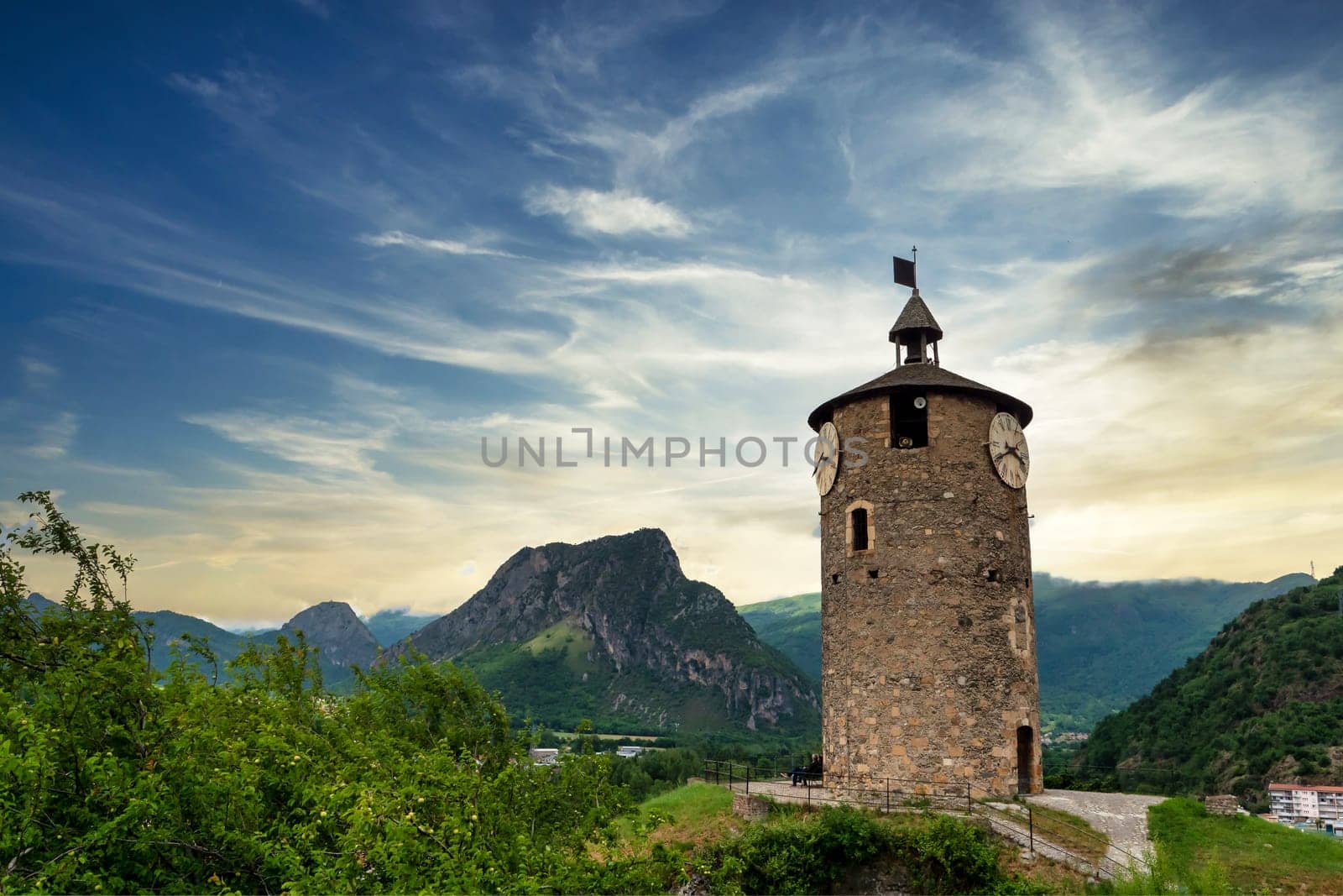 Tarascon-sur-ariege, the Castella tower, (now also clock tower)