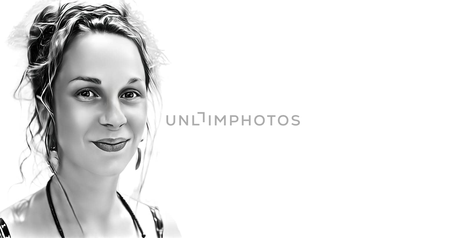 a drawing of a pretty brunette woman