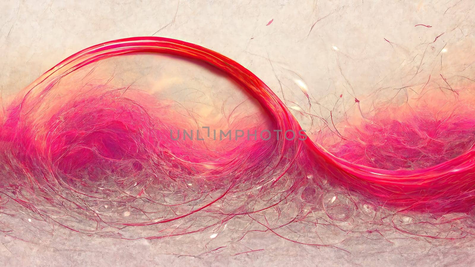 Red and pink trendy gradient abstract waves full frame horizontal. Artificial AI.