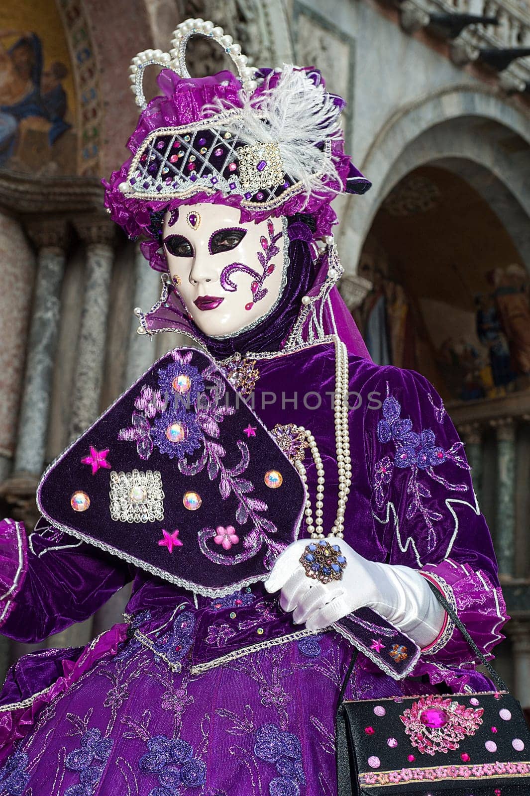 Venice, Italy - February 7 2018 - The Masks of carnival 2018. The Carnival of Venice (Italian: Carnevale di Venezia) is an annual festival held in Venice, Italy. The Carnival ends with the Christian celebration of Lent, forty days before Easter, on Shrove Tuesday (Martedì Grasso or Mardi Gras), the day before Ash Wednesday. The festival is world-famous for its elaborate masks.