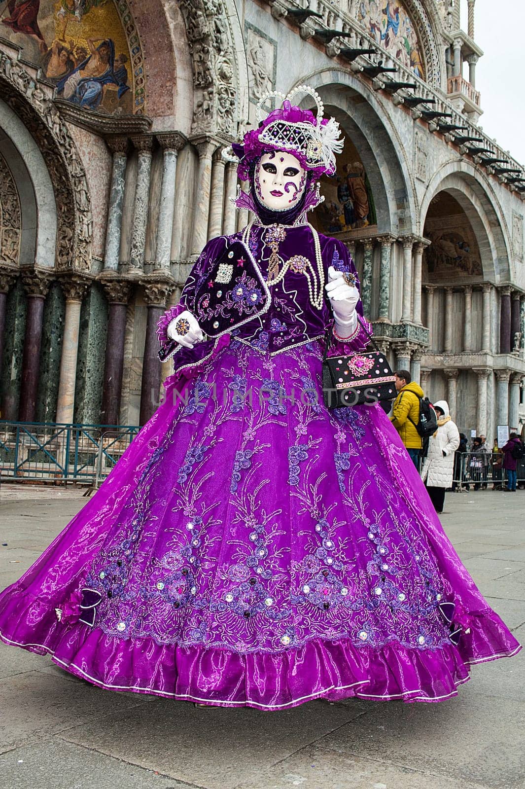 Venice, Italy - February 7 2018 - The Masks of carnival 2018. The Carnival of Venice (Italian: Carnevale di Venezia) is an annual festival held in Venice, Italy. The Carnival ends with the Christian celebration of Lent, forty days before Easter, on Shrove Tuesday (Martedì Grasso or Mardi Gras), the day before Ash Wednesday. The festival is world-famous for its elaborate masks.