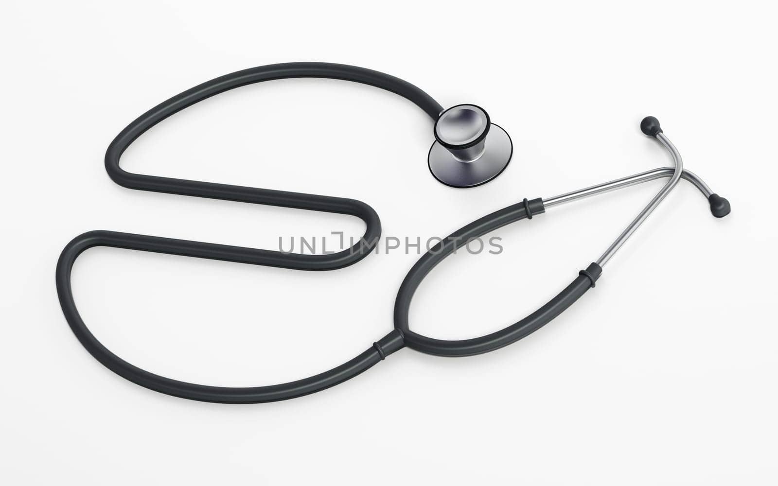 Stethoscope with Euro symbol shaped cord. Medical costs and expenditures concept. 3D illustration.