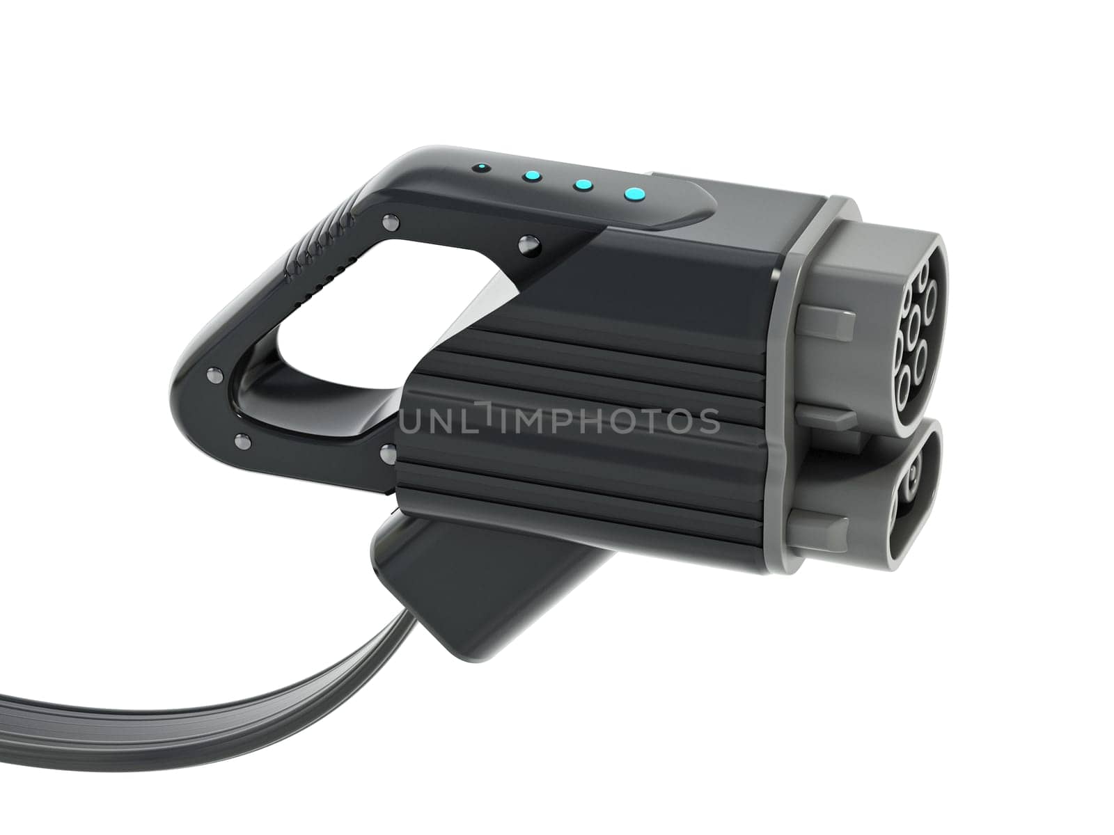 Electric vehicle charger isolated on white background. 3D illustration.
