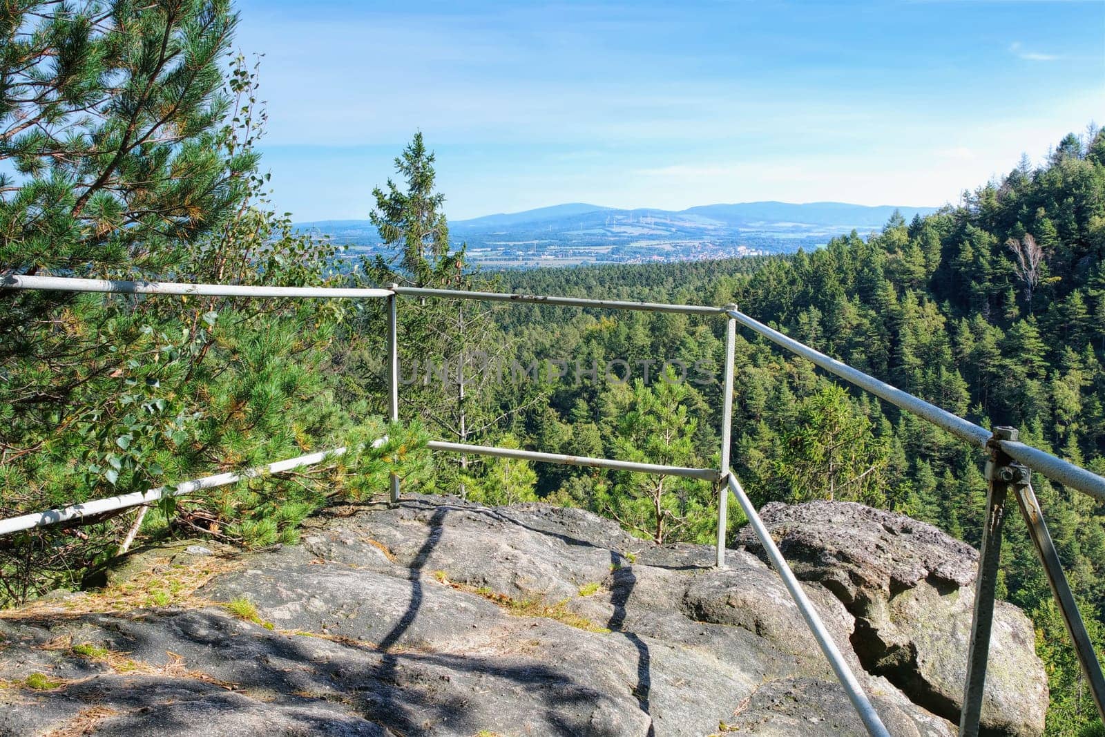view from mountain Ameisenberg rock in Zittau Mountains, autumn
