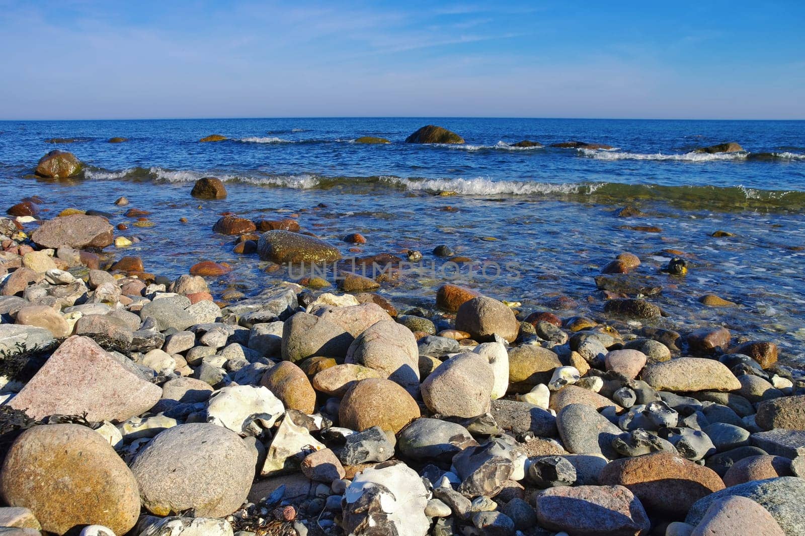 Flint stones on the beach, island Ruegen, Germany