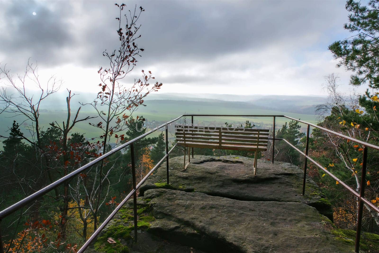 view from mountain Napoleonstein in Elbe Sandstone Mountains, Germany
