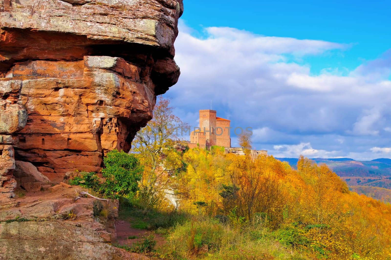 castle Trifels in Palatinate Forest in autumn, Germany