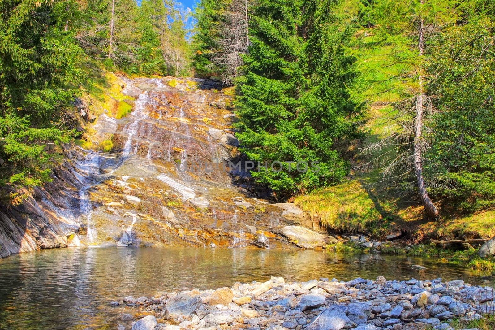 waterfall in the Maggia Valley, Ticino in Switzerland, Europe