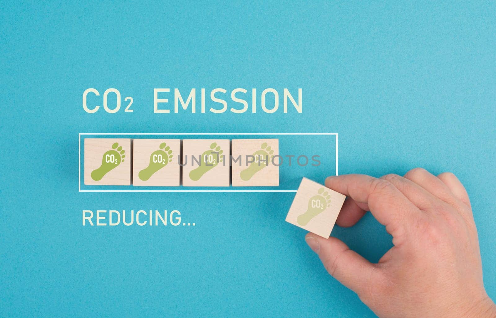 Green co2 footprint progress bar, reduce carbon emission, climate change and global warming concept, eco friendly lifestyle