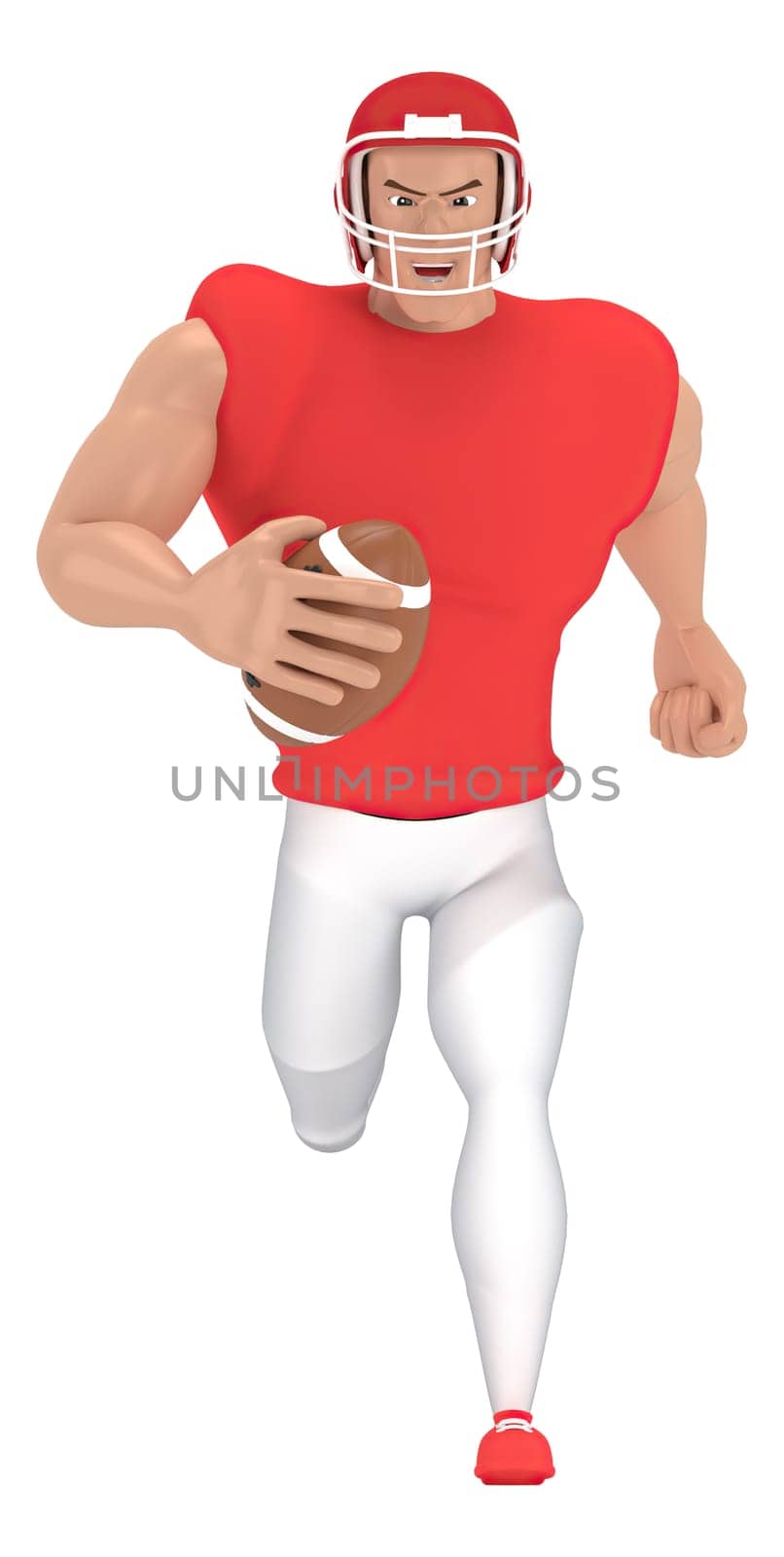 Isometric sport characters american football players . 3d rendering of Football players.