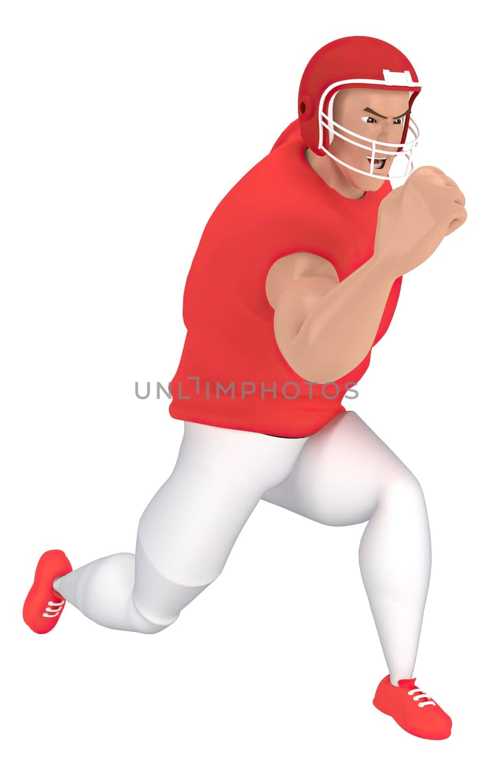 Isometric sport characters american football players . 3d rendering of Football players.