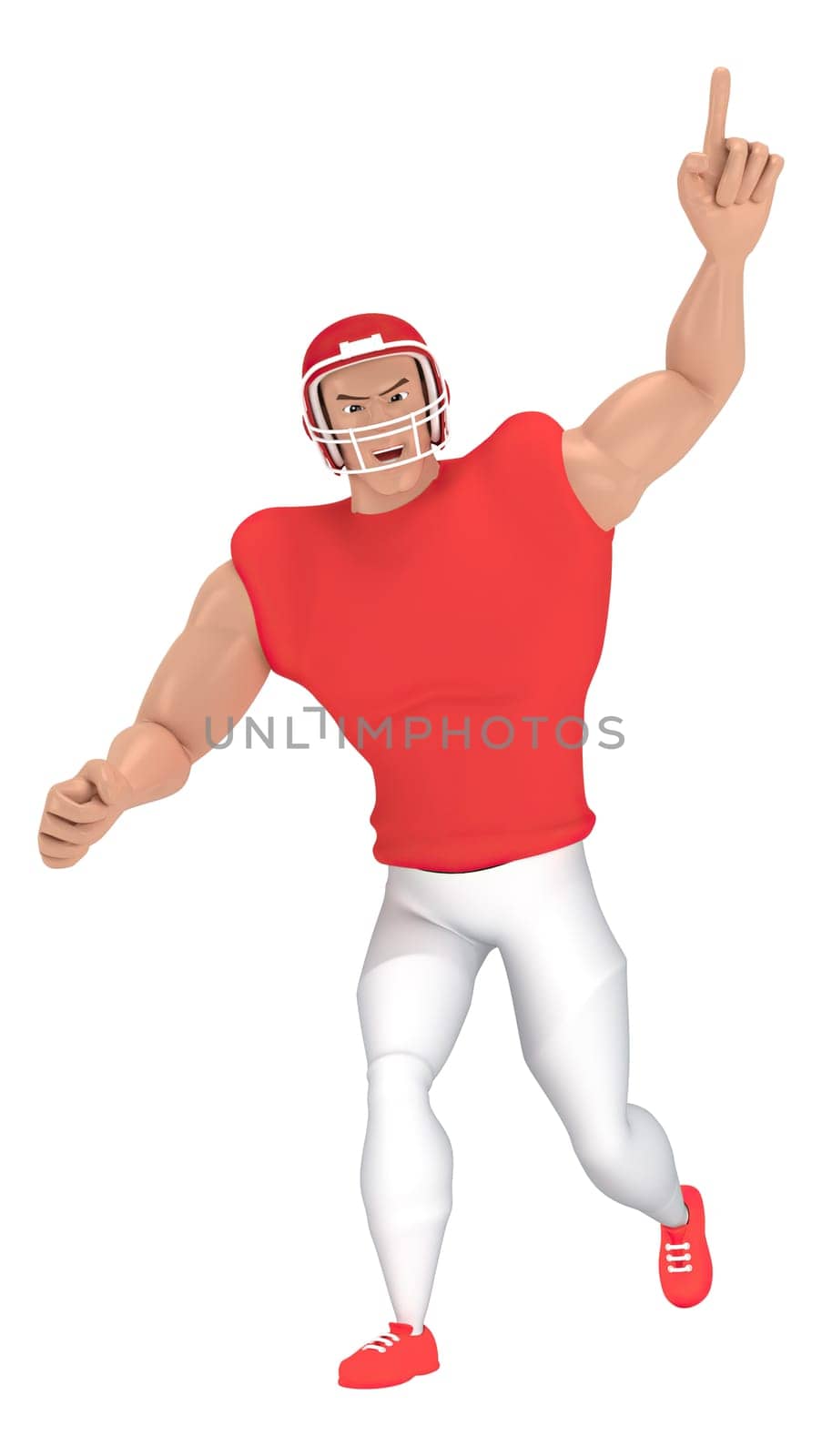 Isometric sport characters american football players . 3d rendering of Football players.