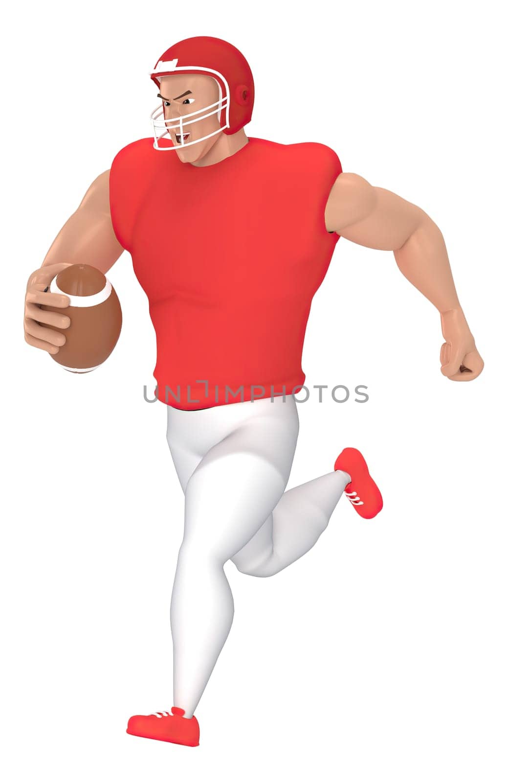 Isometric sport characters american football players . 3d rendering of Football players.
