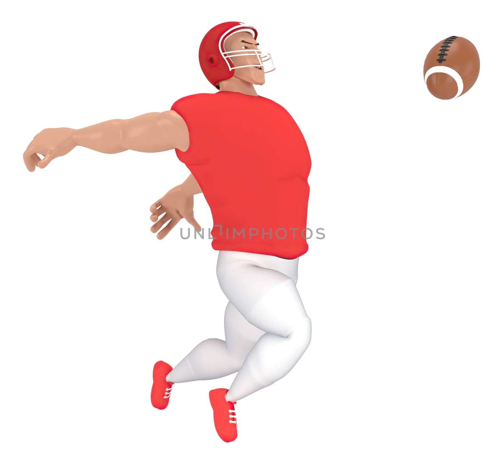 Isometric sport characters american football players . 3d rendering of Football players.