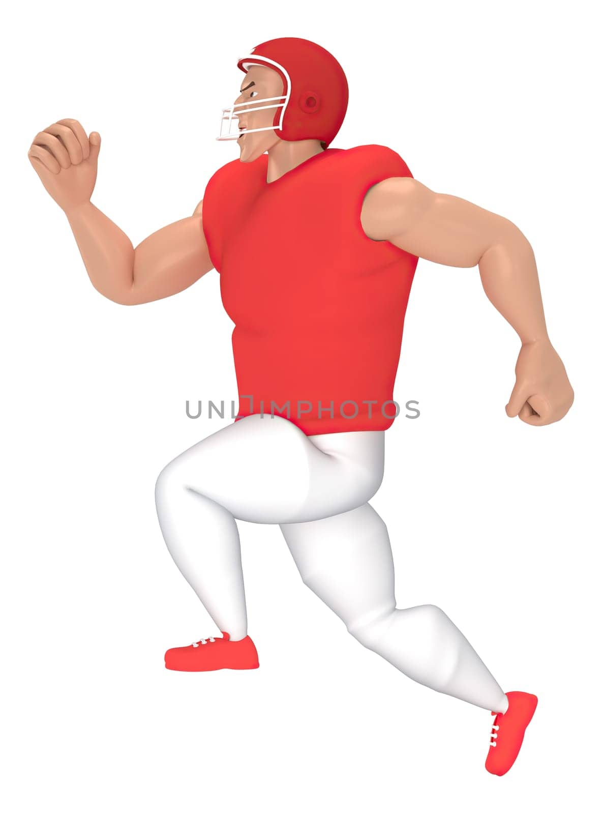 Isometric sport characters american football players . 3d rendering of Football players.
