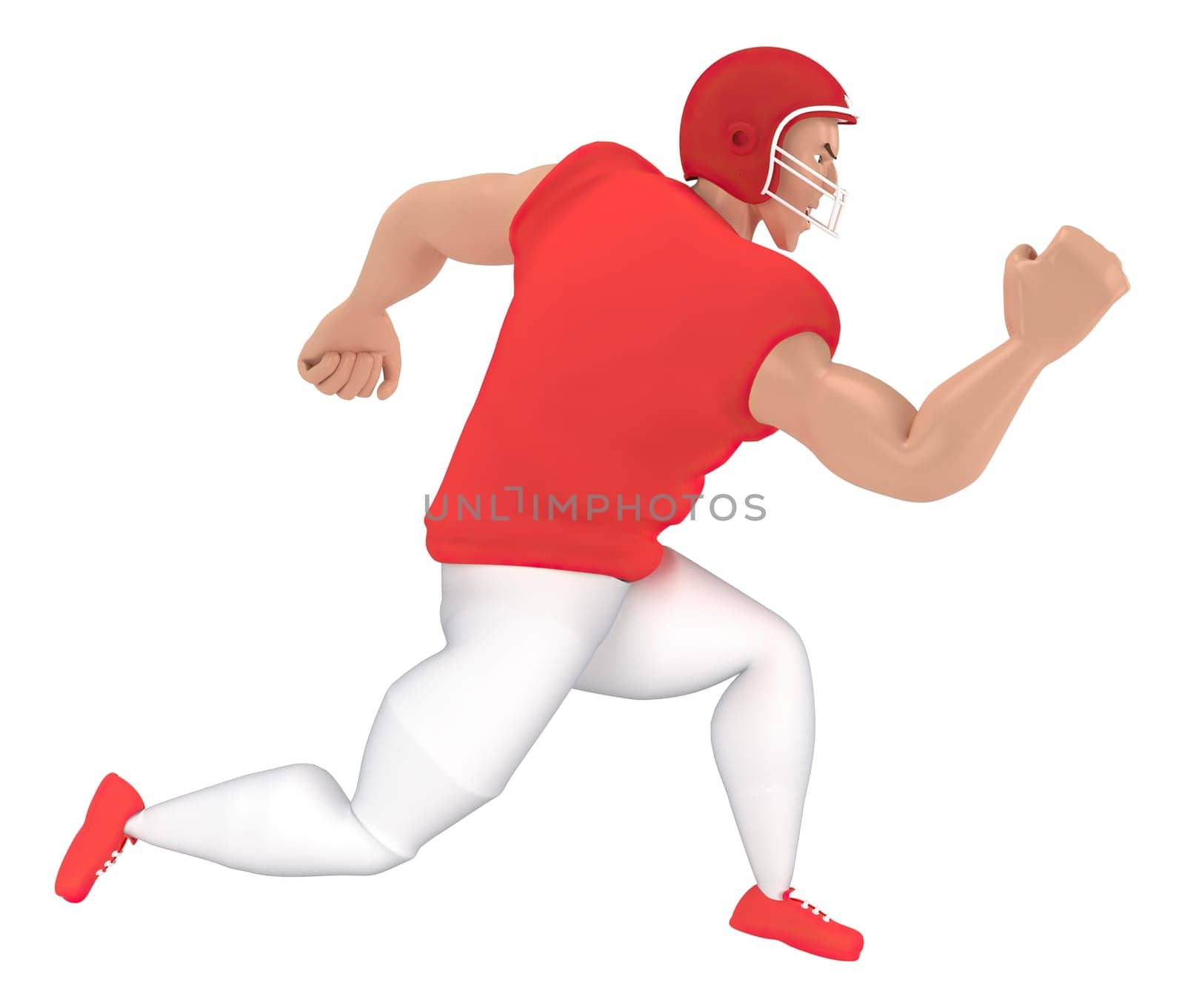 Isometric sport characters american football players . 3d rendering of Football players.
