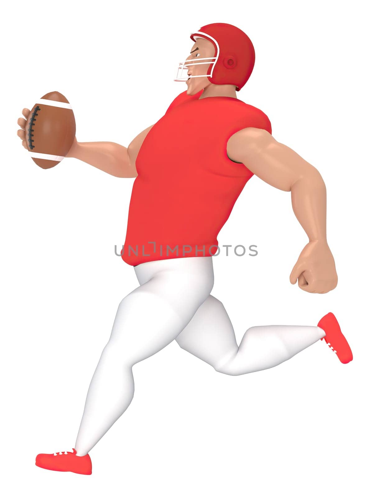 Isometric sport characters american football players . 3d rendering of Football players.