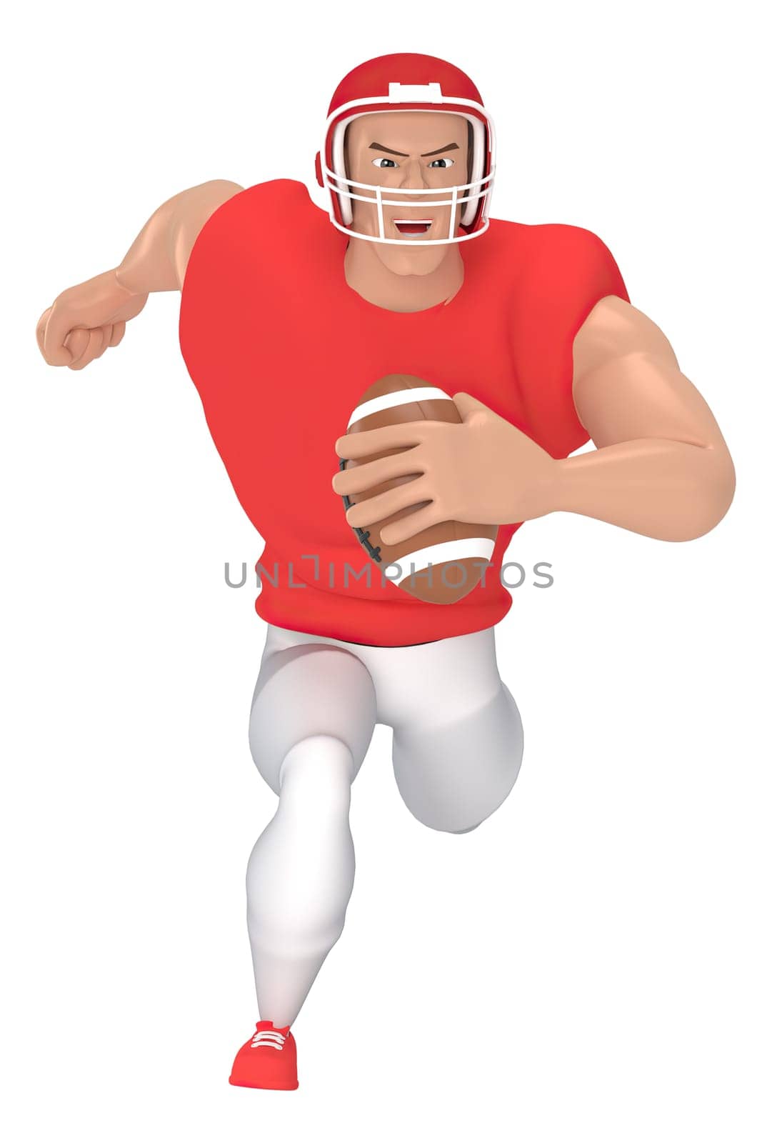Isometric sport characters american football players . 3d rendering of Football players.