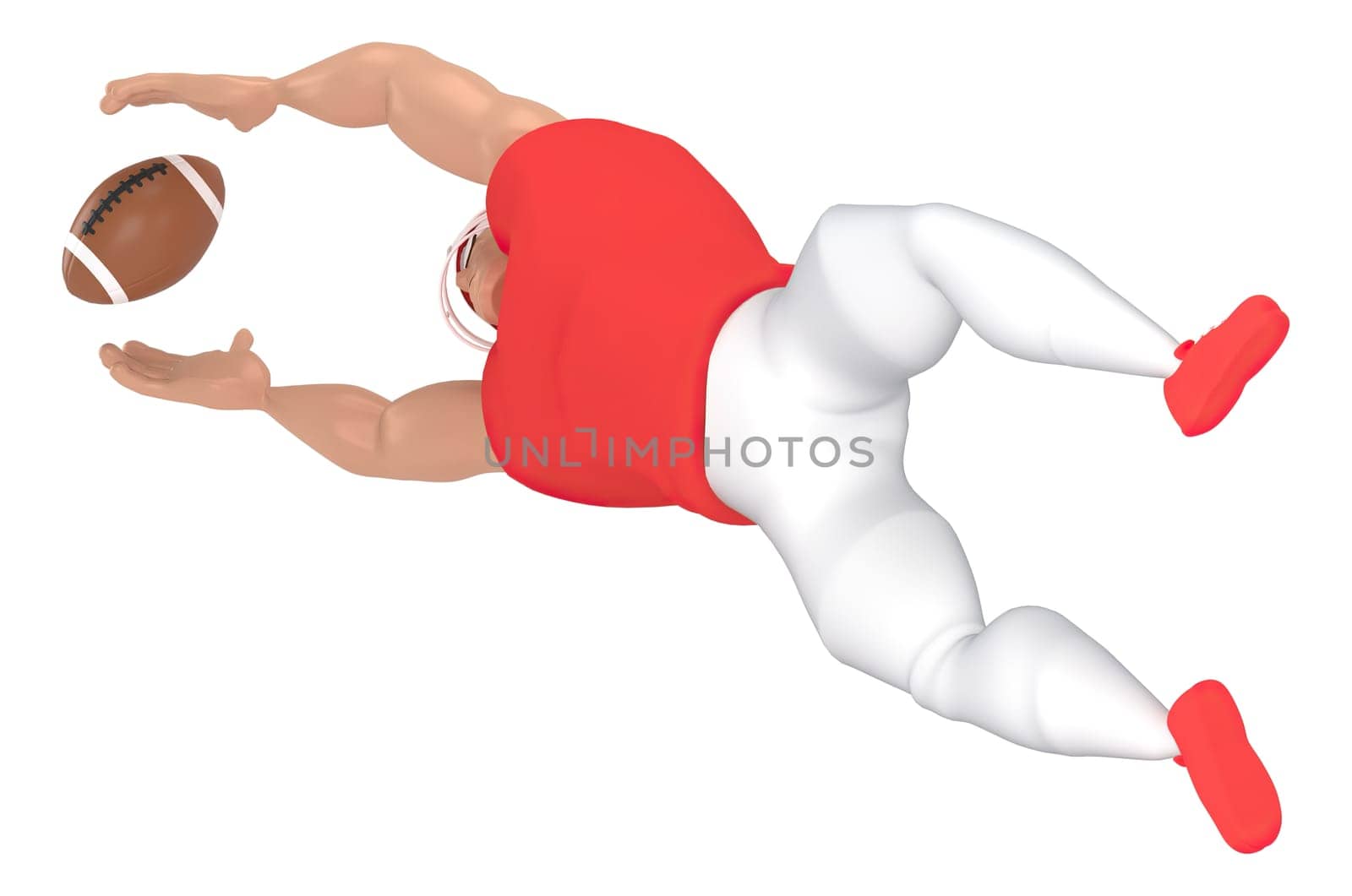 Isometric sport characters american football players . 3d rendering of Football players.