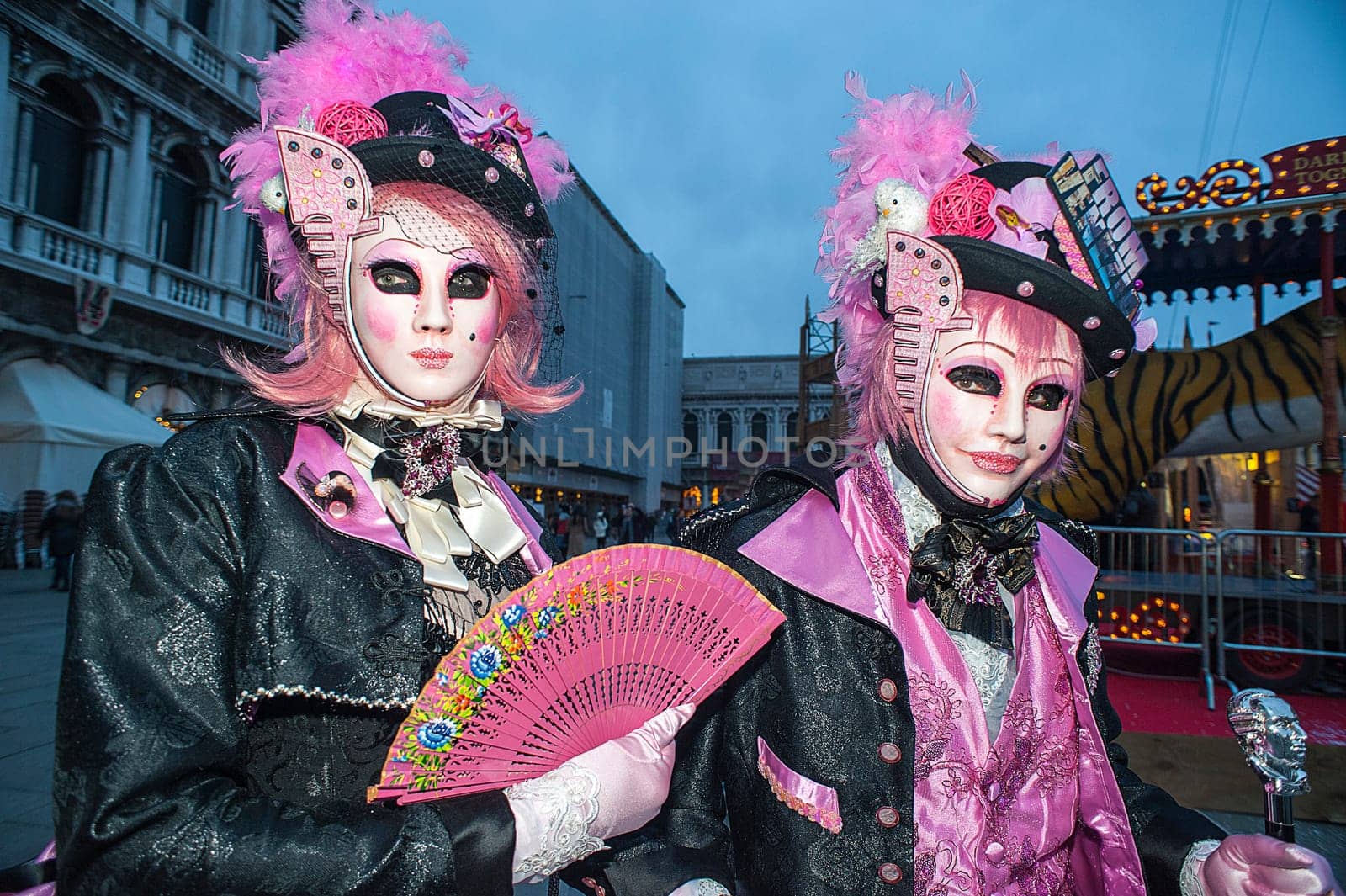 Venice, Italy - February 6 2018 - The Masks of carnival 2018. The Carnival of Venice (Italian: Carnevale di Venezia) is an annual festival held in Venice, Italy. The Carnival ends with the Christian celebration of Lent, forty days before Easter, on Shrove Tuesday (Martedì Grasso or Mardi Gras), the day before Ash Wednesday. The festival is world-famous for its elaborate masks.