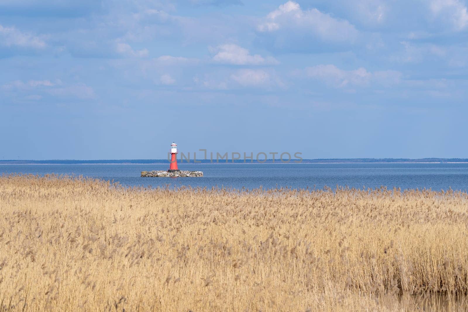 Lighthouse located in Pervalka on the Curonian Spit, located in between the Curonian Lagoon (to the east) and the Baltic Sea (to the west) located in Lithuania.