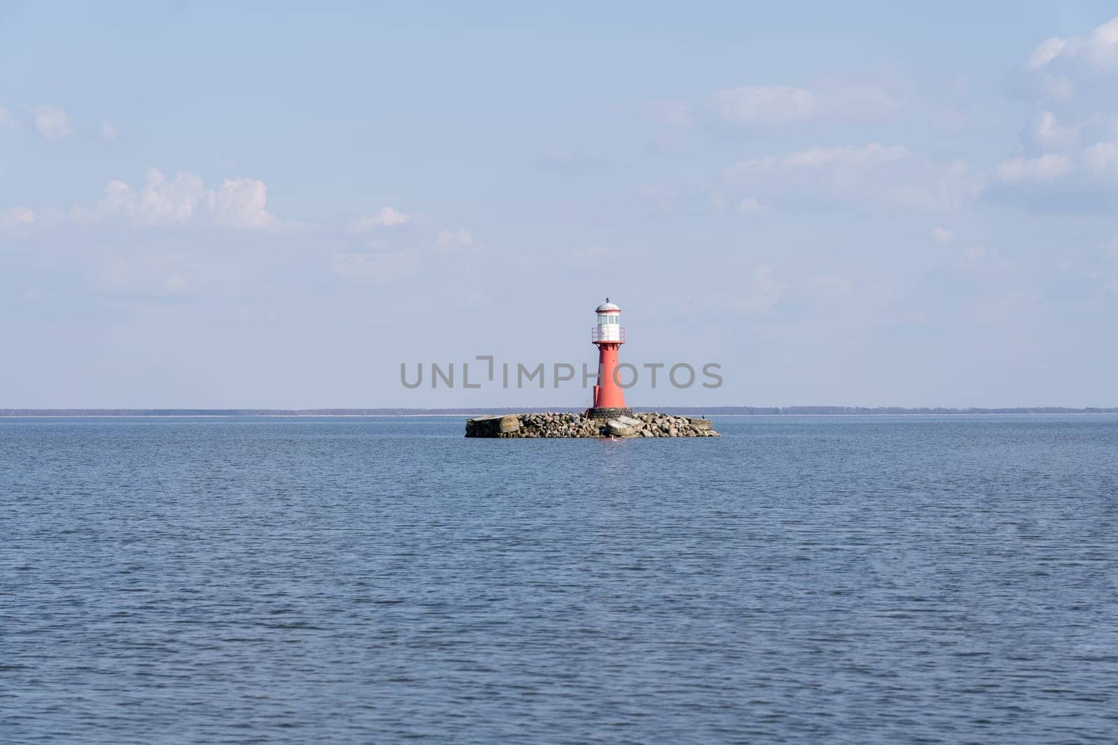 Lighthouse located in Pervalka on the Curonian Spit, located in between the Curonian Lagoon (to the east) and the Baltic Sea (to the west) located in Lithuania.
