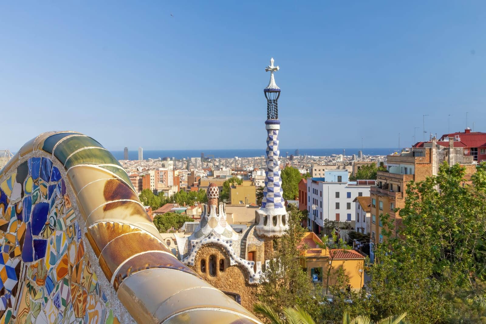 Barcelona  viewed from park Guell. Catalunya. Spain. Horizontally.
