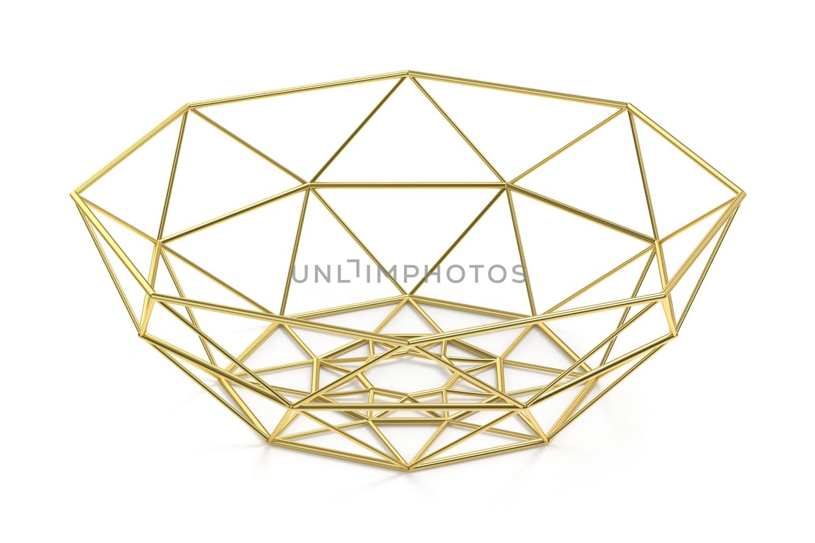 Luxury golden fruit bowl on white background