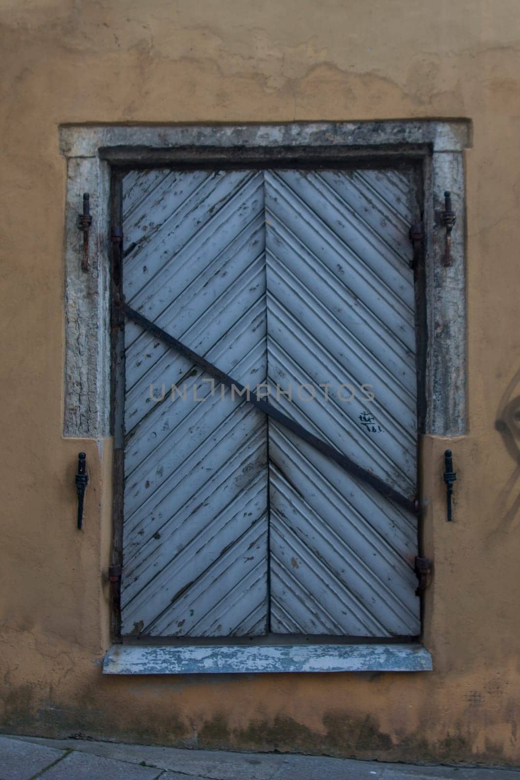 middle ages wooden blue door