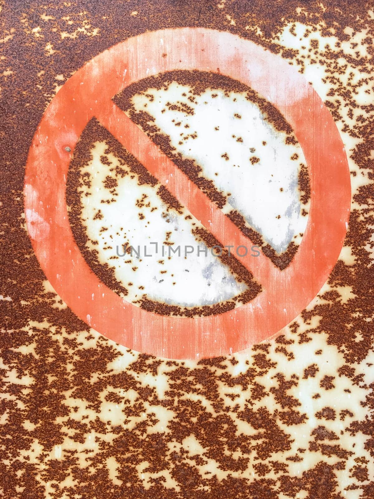 No Parking sign. Old rusty iron road sign. Concept. Background. Vintage.