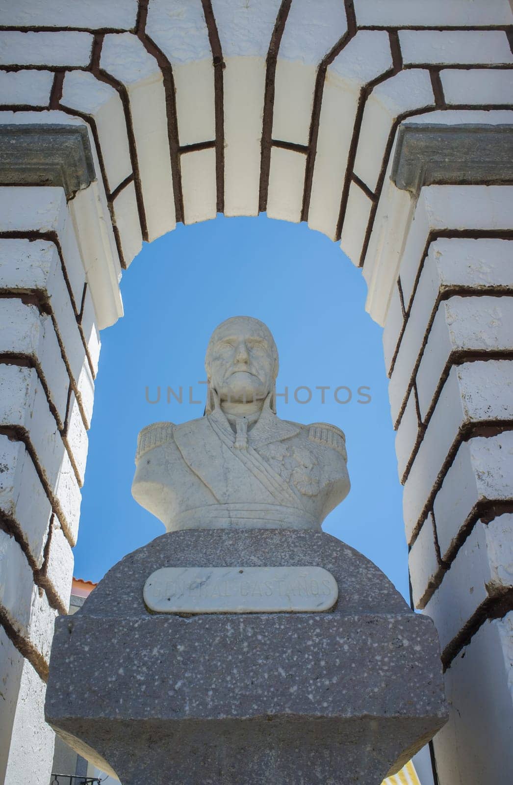 La Albuera, Spain - Jun 12th, 2021: Monument to General Castanos, commander of the Spanish army in La Albuera Battle, 1811. Badajoz, Spain