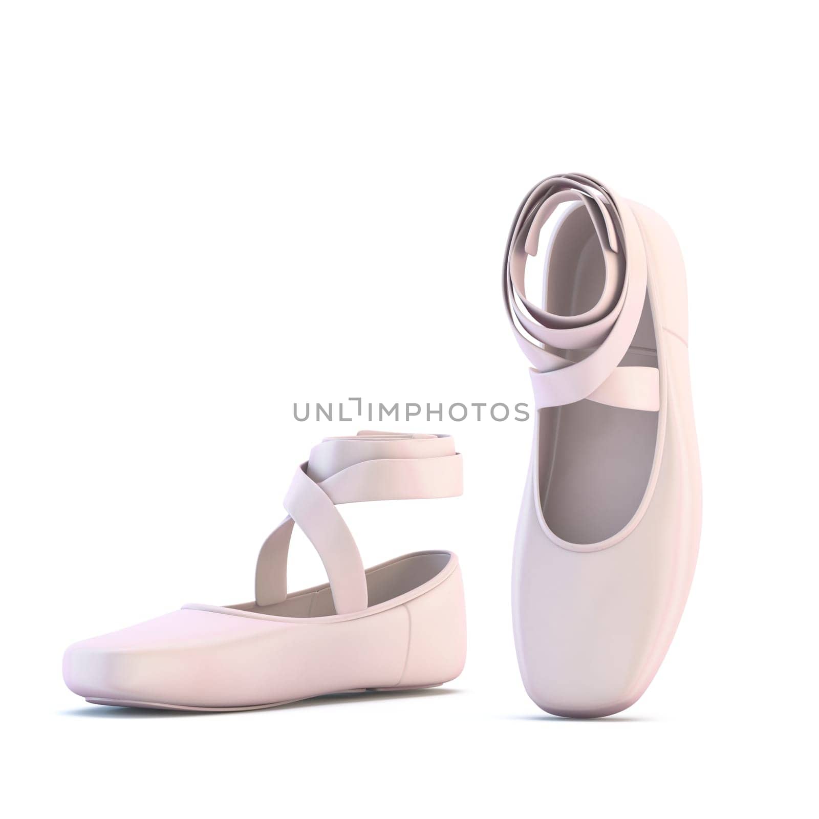 Ballet shoes 3D rendering illustration isolated on white background