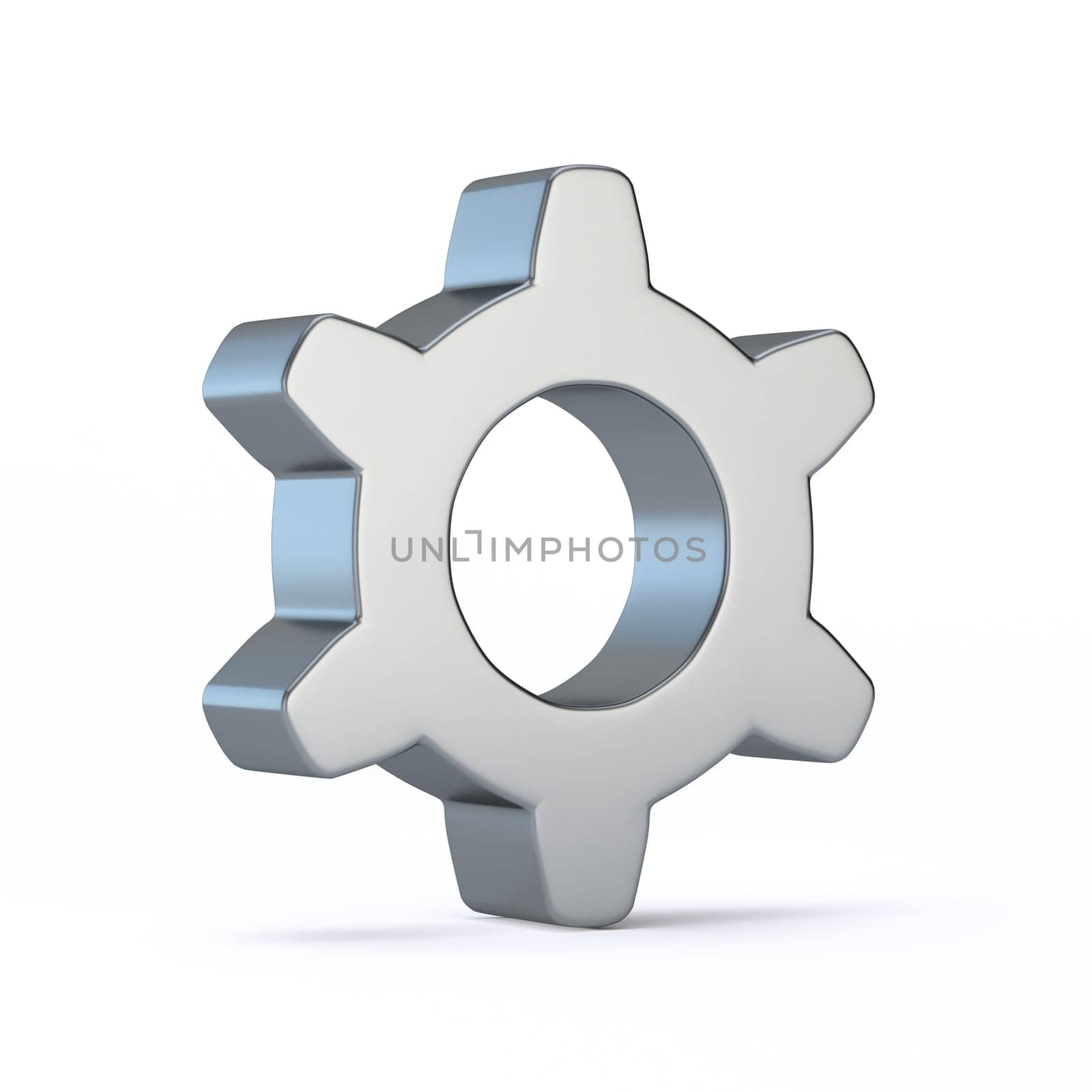 Cog wheel 3D rendering illustration isolated on white background