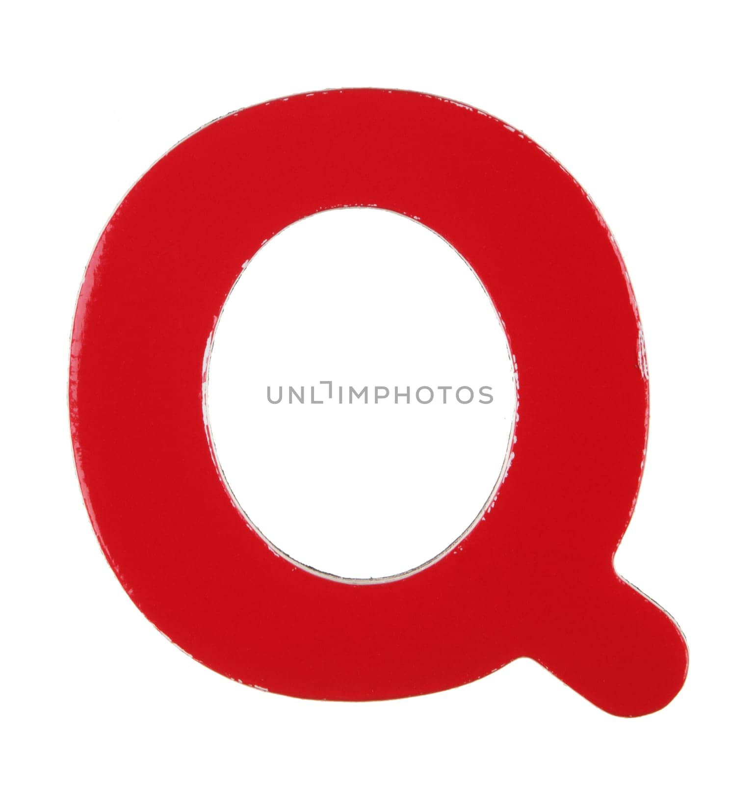 An upper case Q magnetic letter on white with clipping path