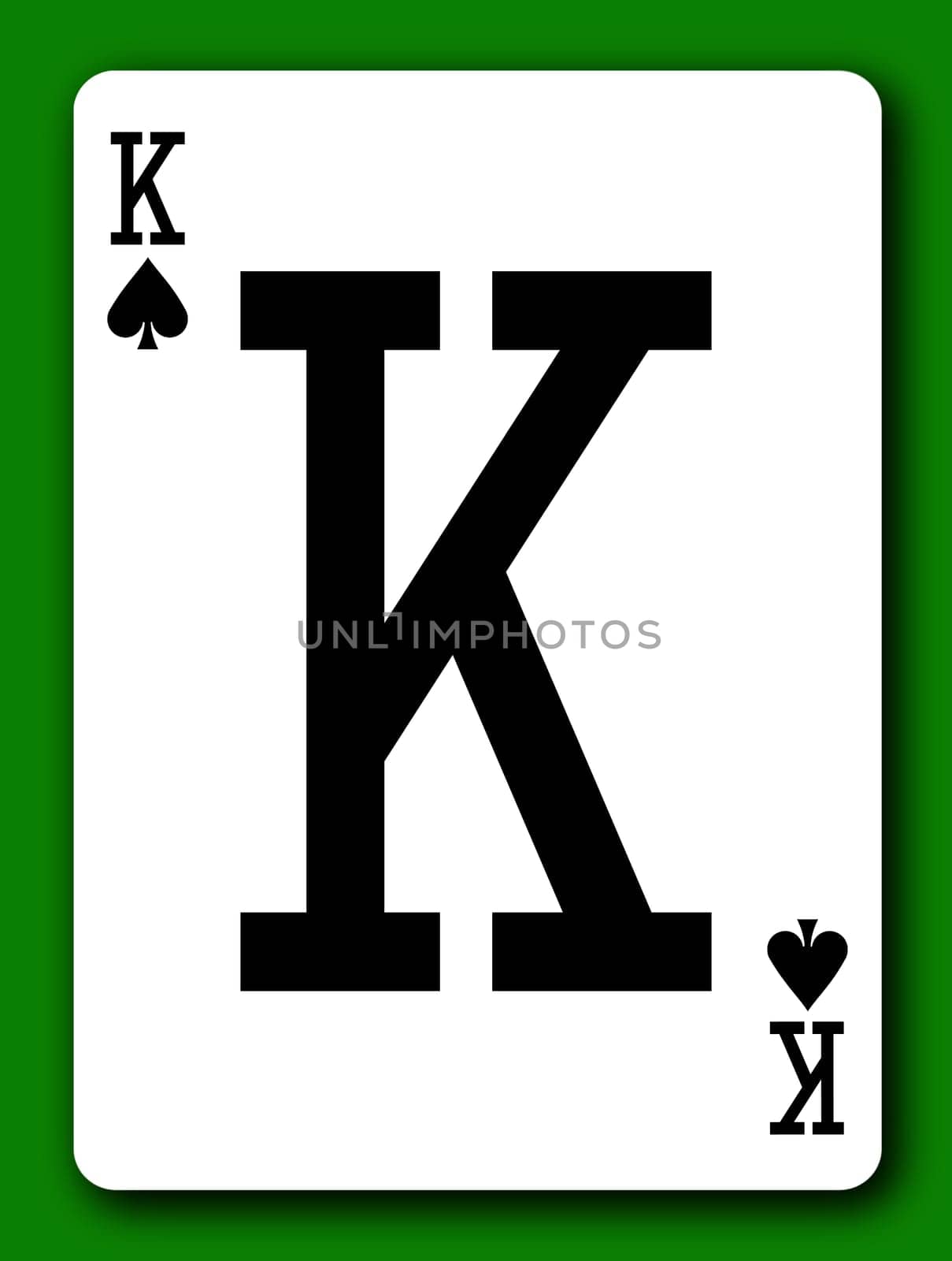 A King of Spades playing card with clipping path to remove background and shadow 3d illustration