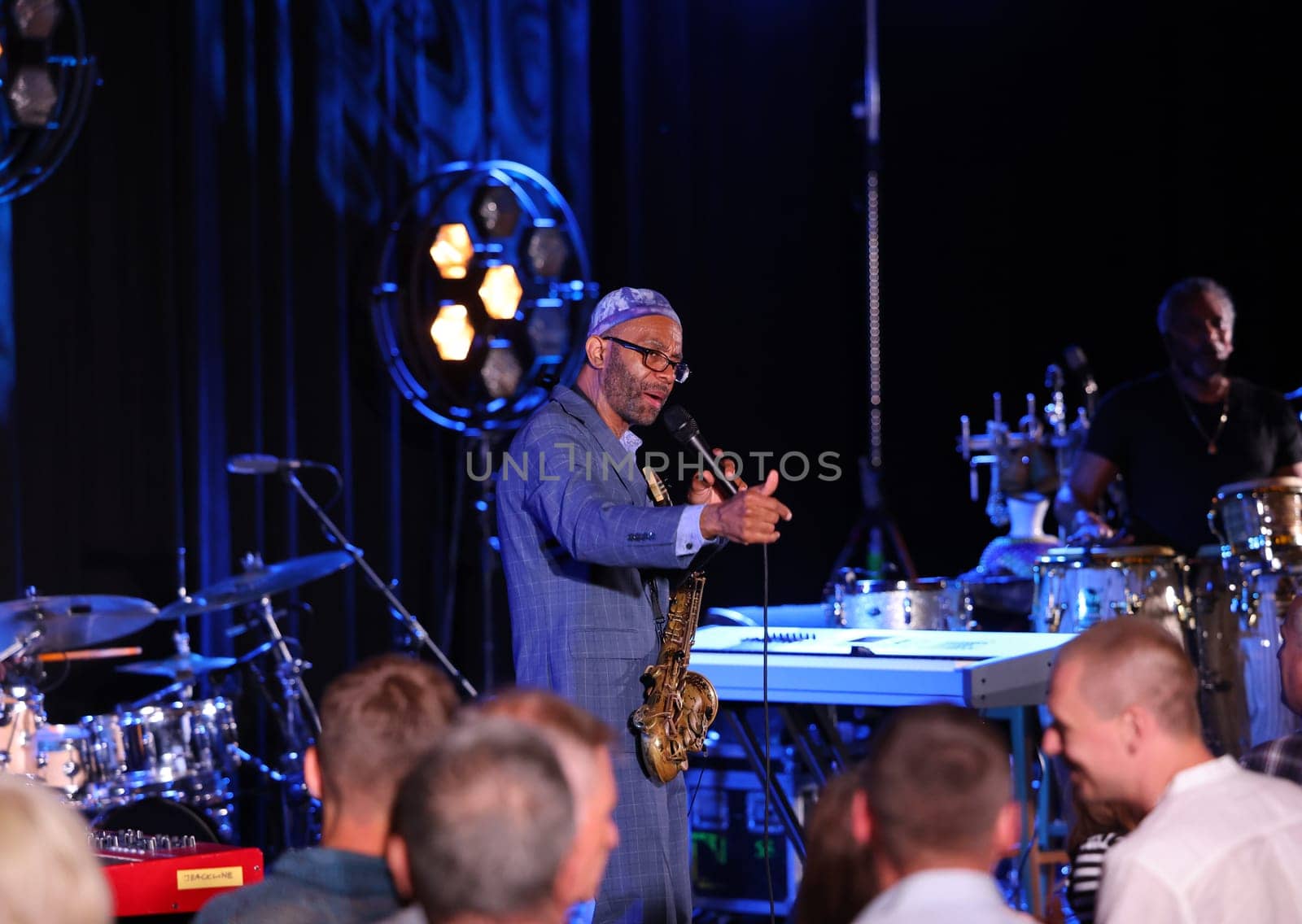 Cracow, Poland - July 08, 2022: Kenny Garrett Quintet performing live on the Kijow Centre stage at Summer Jazz Festival in Cracow, Poland