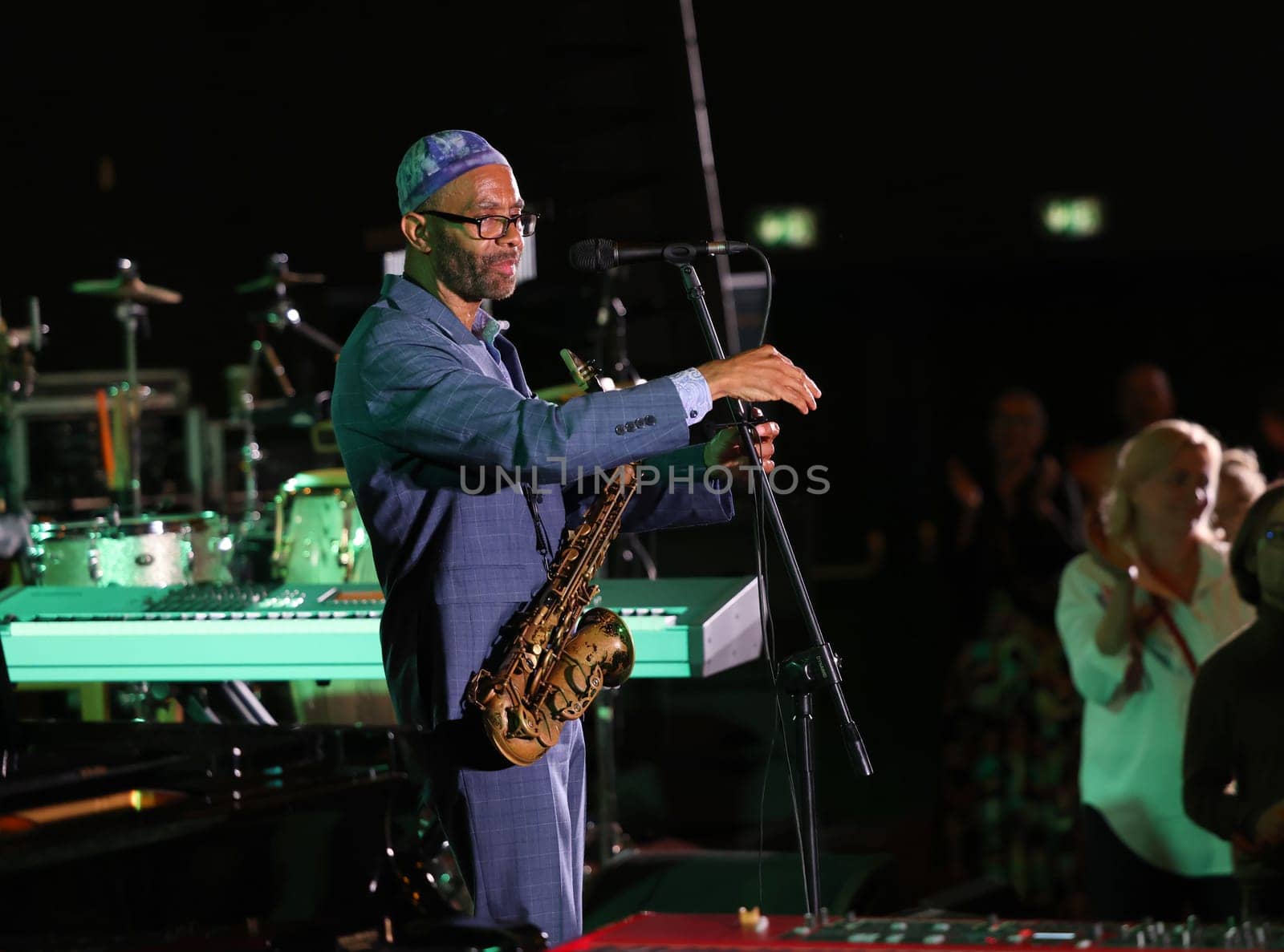 Cracow, Poland - July 08, 2022: Kenny Garrett Quintet performing live on the Kijow Centre stage at Summer Jazz Festival in Cracow, Poland
