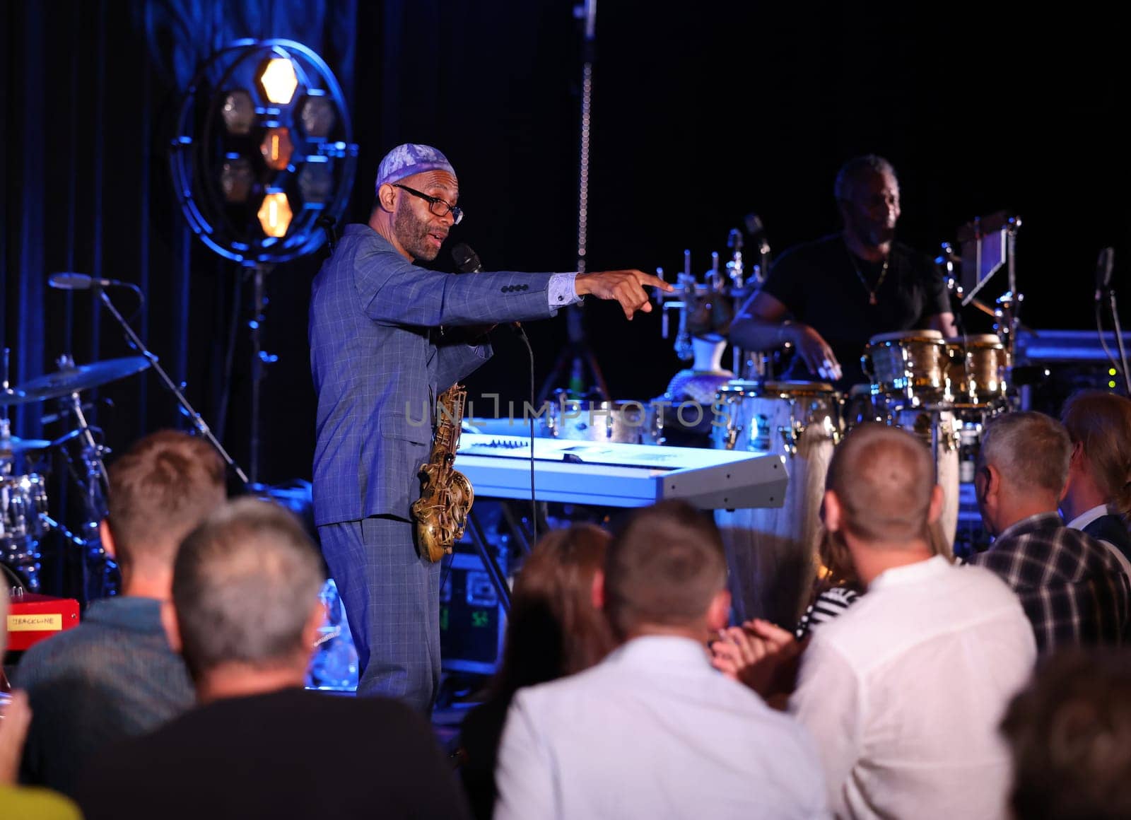 Cracow, Poland - July 08, 2022: Kenny Garrett Quintet performing live on the Kijow Centre stage at Summer Jazz Festival in Cracow, Poland
