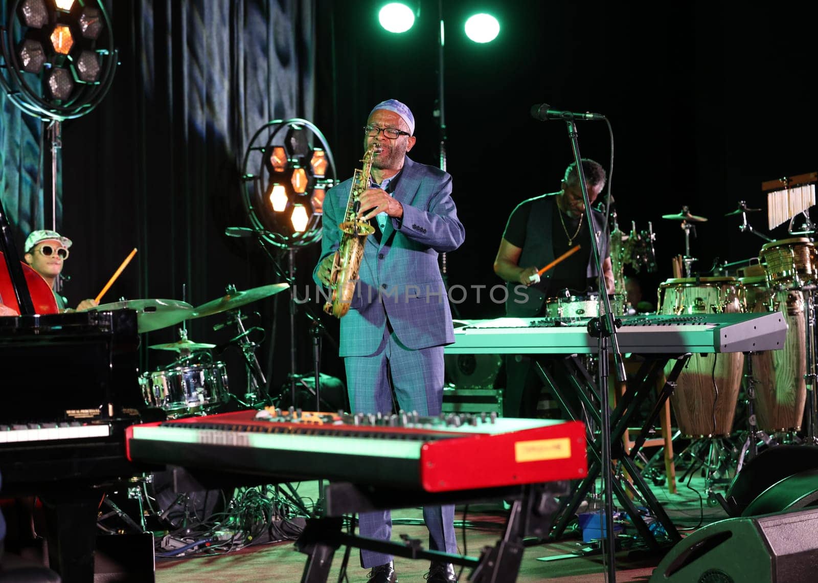 Cracow, Poland - July 08, 2022: Kenny Garrett Quintet performing live on the Kijow Centre stage at Summer Jazz Festival in Cracow, Poland