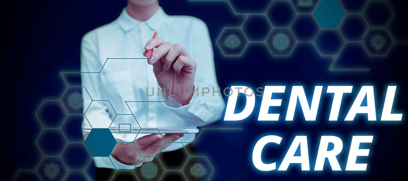 Conceptual display Dental Care, Business concept maintenance of healthy teeth or to keep it clean for future