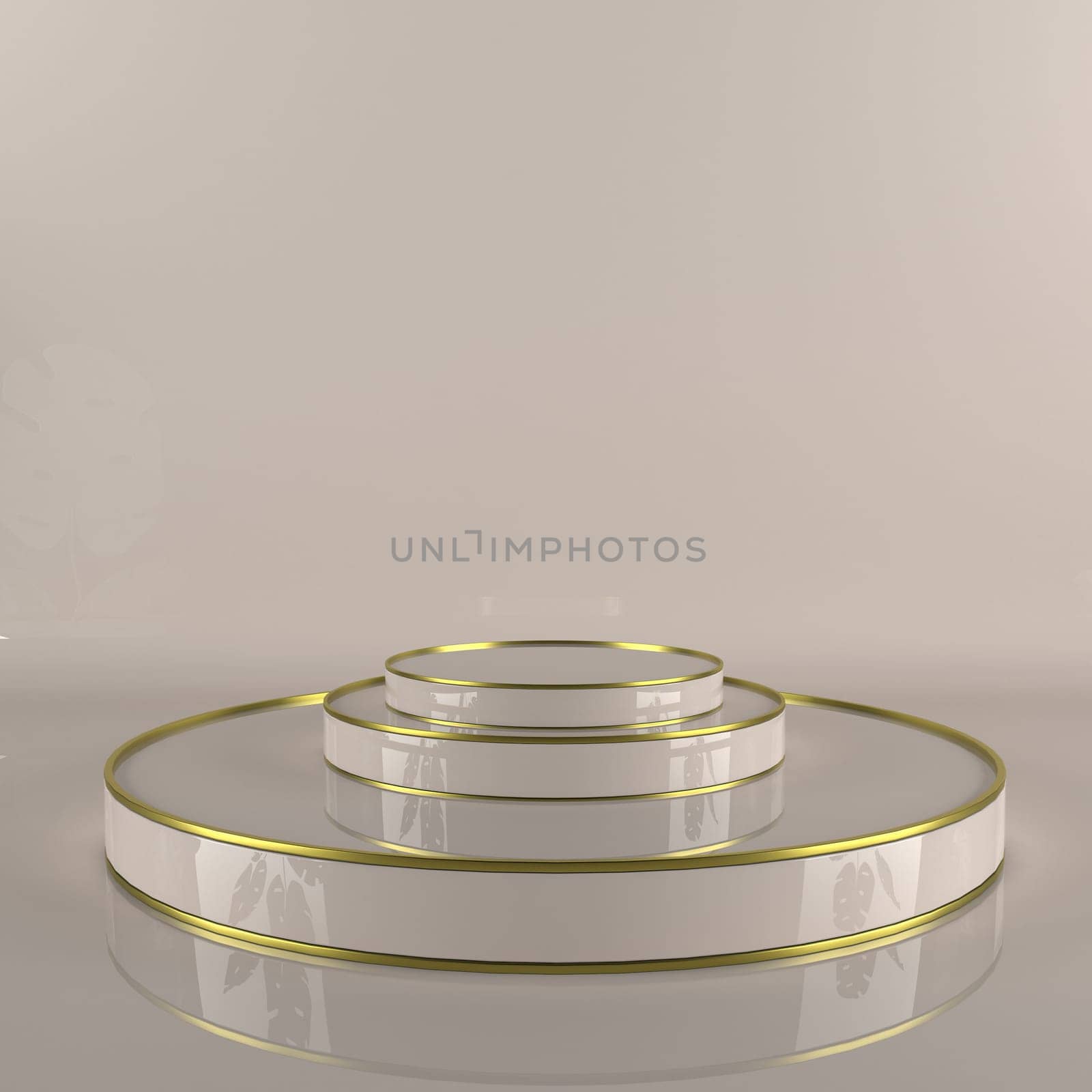 Abstract geometric podium background. Minimalist primitive shapes. Modern mockup. Blank template. Empty showcase. 3d render of shop display