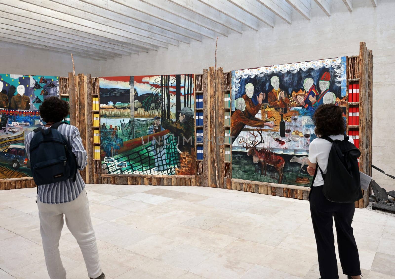 Venice, Italy - September 6, 2022: Nordic Countries Norway, Finland, Sweden pavilion, the Sami Pavilion in Giardini at 59th Venice Art Biennale in Venice.