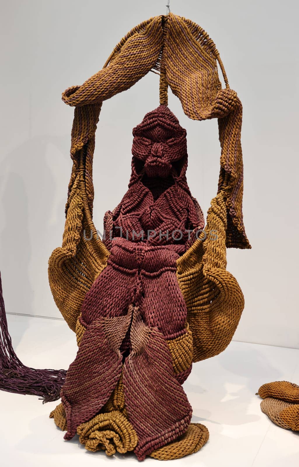 Venice, Italy - September 6, 2022: 59th Venice Art Biennale in Venice.Sculptures made of natural fibers by Mrinalini Mukherjee from India