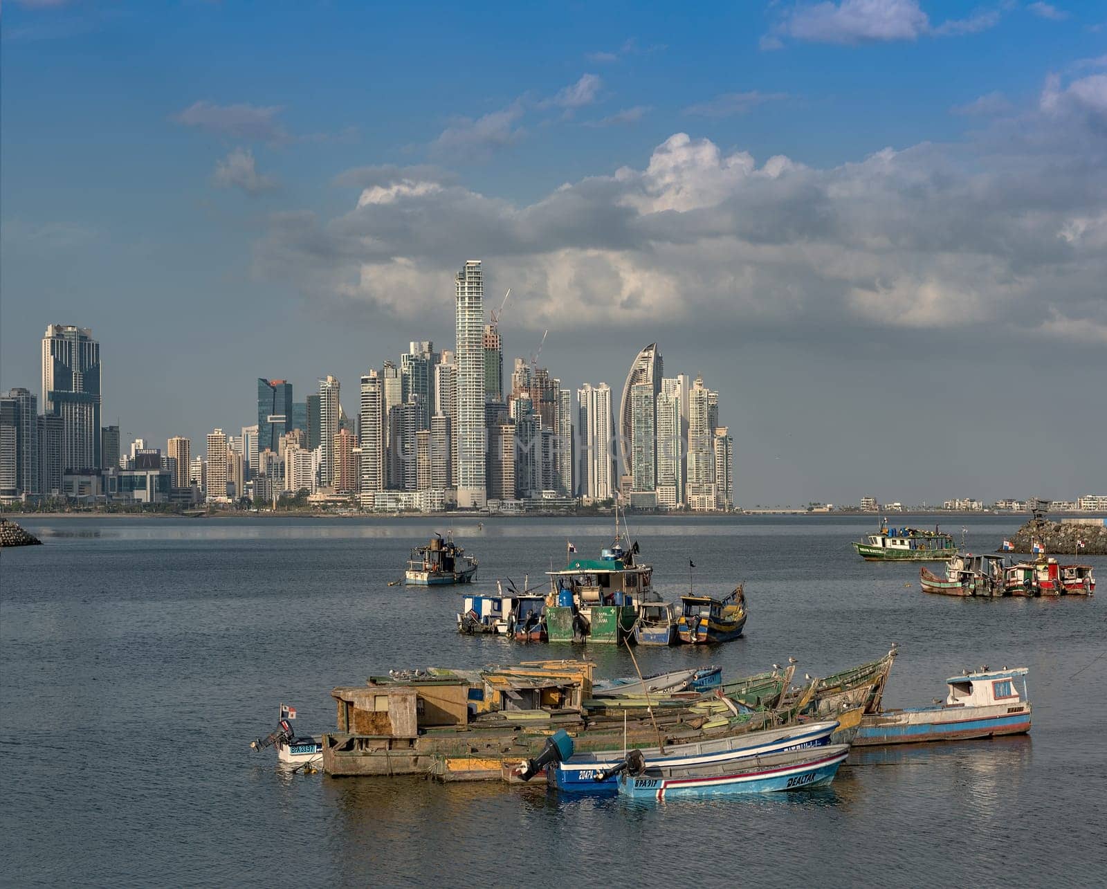 View of the skyscraper silhouette of Panama City
