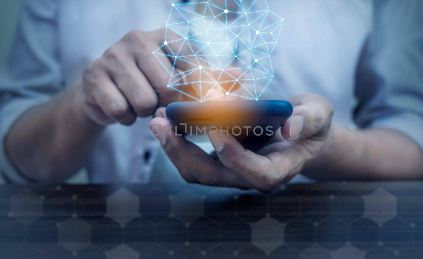 Age of technology People's, Use of technology in the modern era, Interconnection by internet network, Communication with the Internet, Hand man using smart phone mobile blurred background